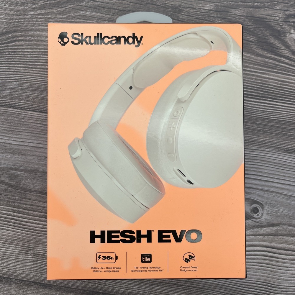 NEW Skullcandy Hesh Evo S6HVW Bone White Wireless Bluetooth Over Ear Headphones